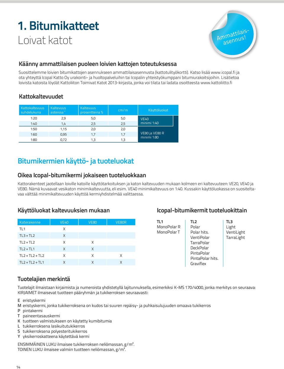 fi ja ota yhteyttä Icopal Katto Oy urakointi- ja huoltopalveluihin tai Icopalin yhteistyökumppani bitumiurakoitsijoihin.