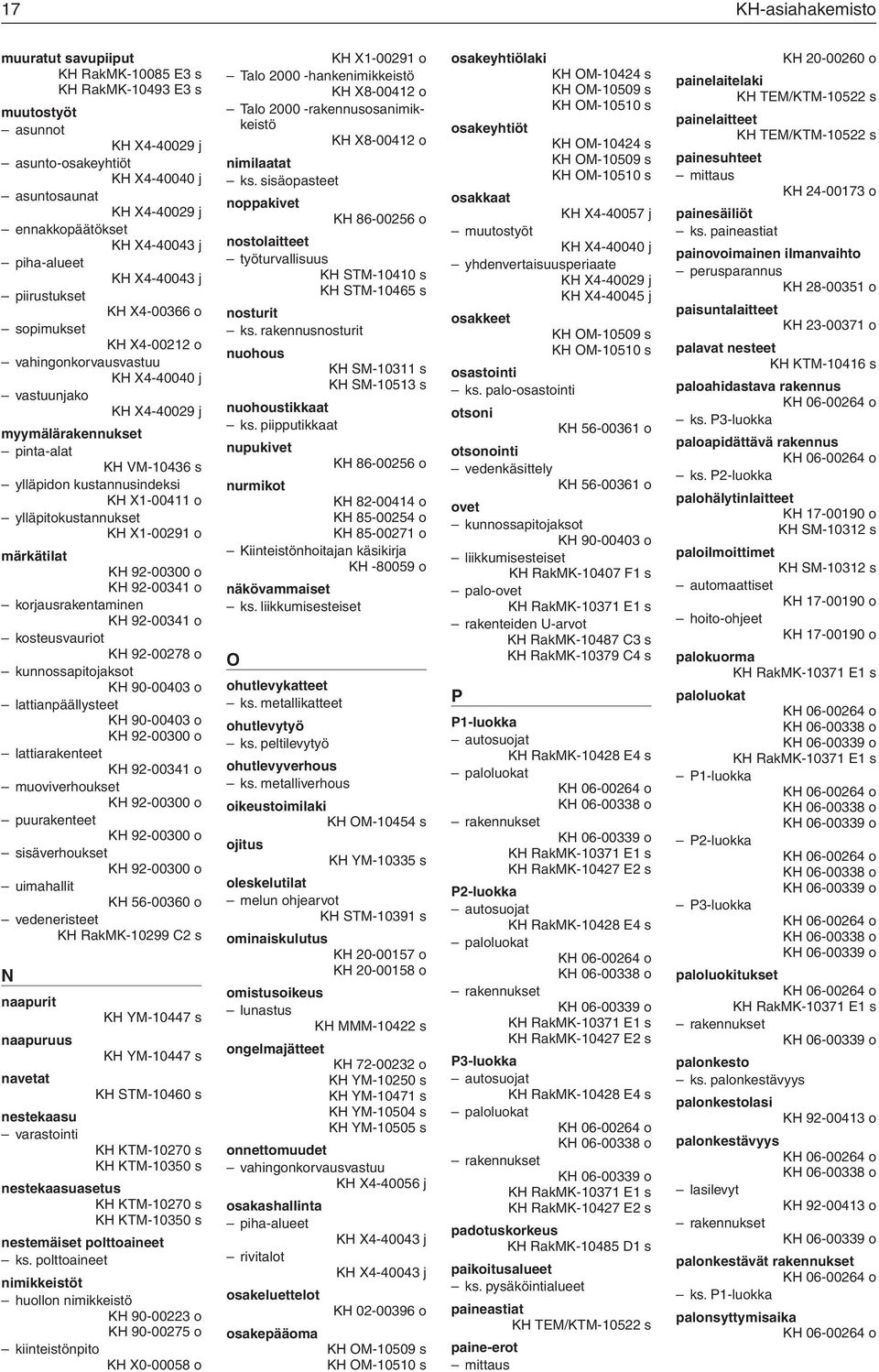 ylläpidon kustannusindeksi ylläpitokustannukset märkätilat KH 92-00341 o KH 92-00341 o kosteusvauriot lattianpäällysteet lattiarakenteet KH 92-00341 o muoviverhoukset puurakenteet sisäverhoukset