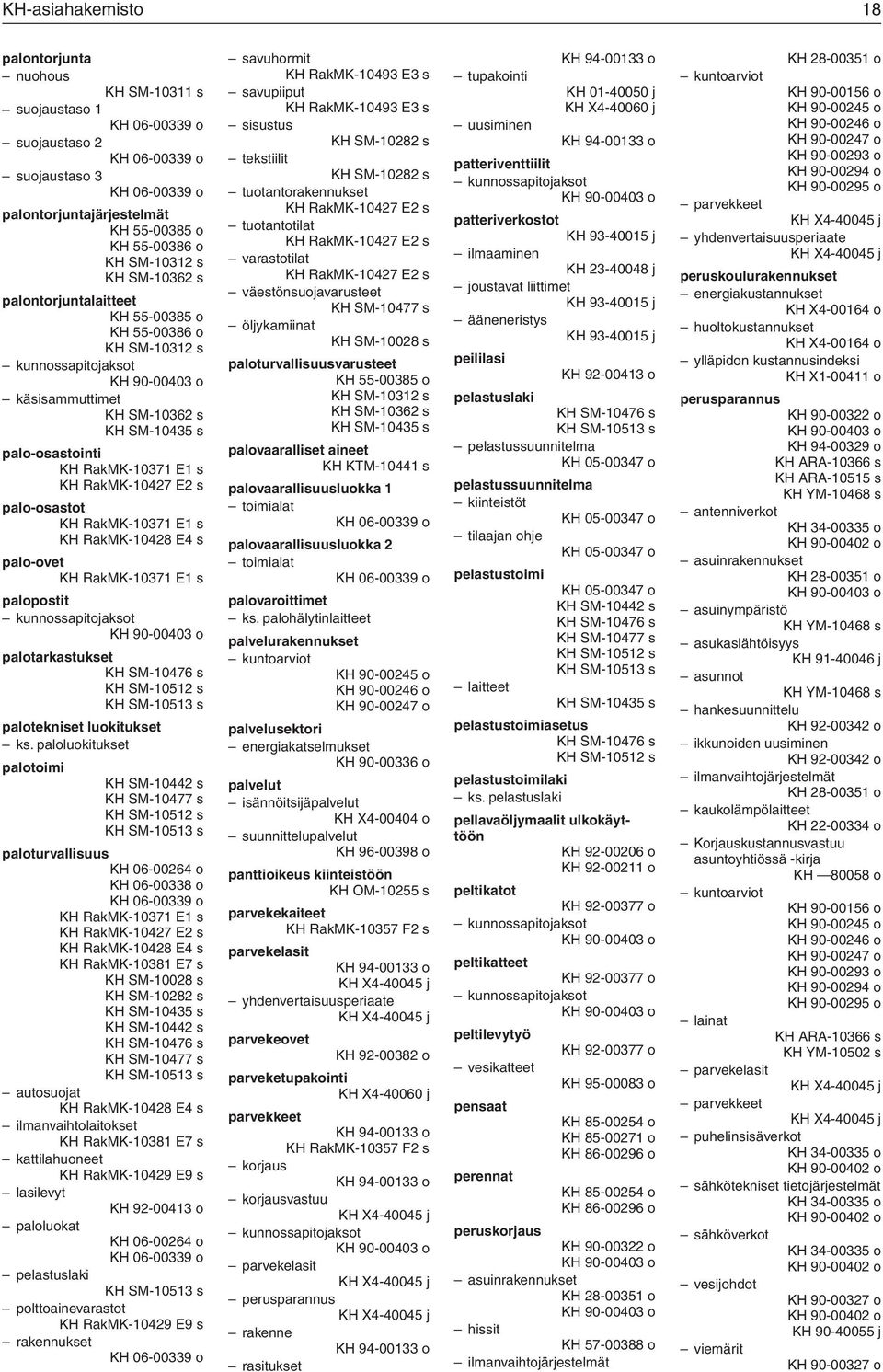 RakMK-10428 E4 s palo-ovet KH RakMK-10371 E1 s palopostit palotarkastukset KH SM-10476 s KH SM-10512 s KH SM-10513 s palotekniset luokitukset ks.