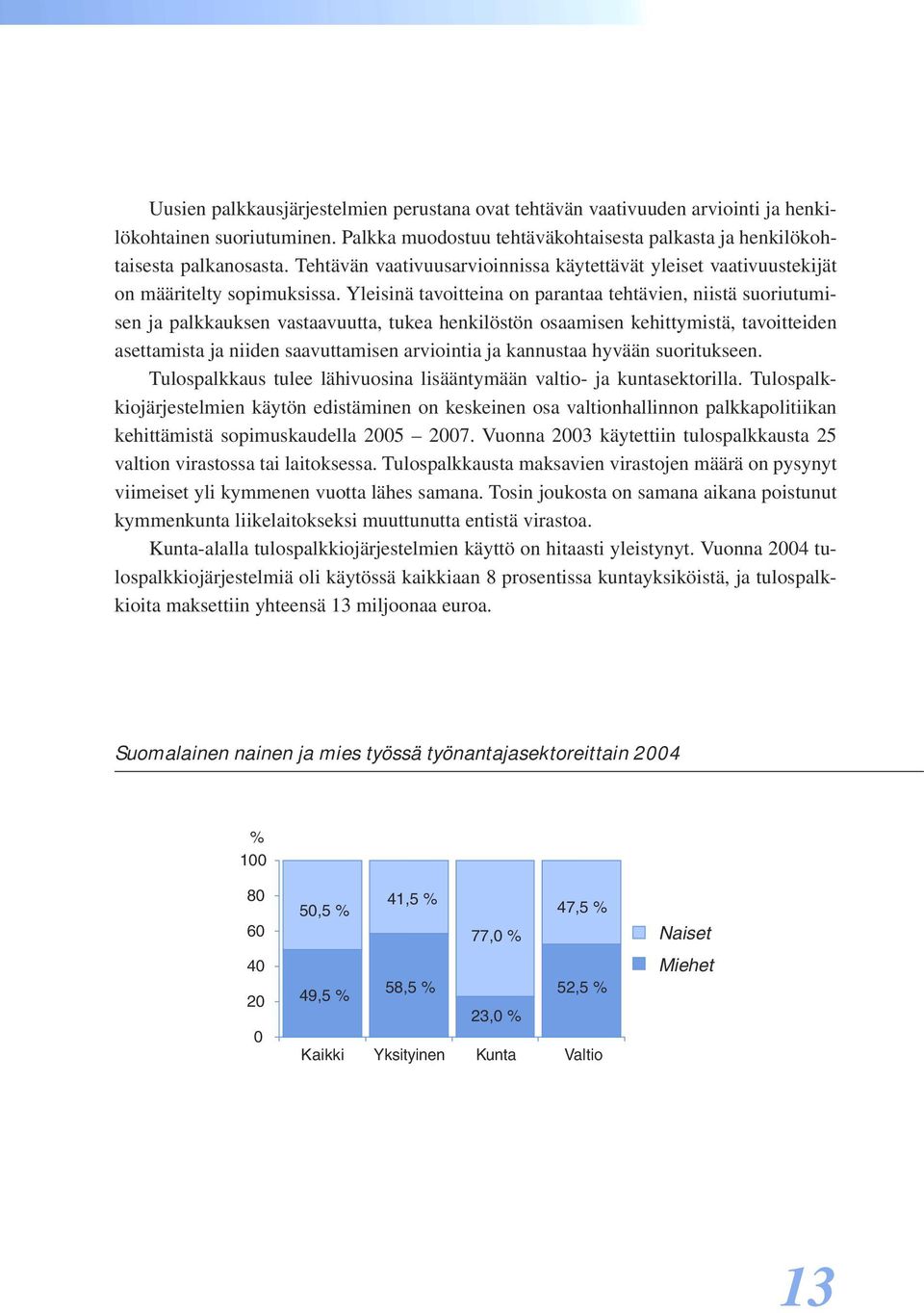 Yleisinä tavoitteina on parantaa tehtävien, niistä suoriutumisen ja palkkauksen vastaavuutta, tukea henkilöstön osaamisen kehittymistä, tavoitteiden asettamista ja niiden saavuttamisen arviointia ja