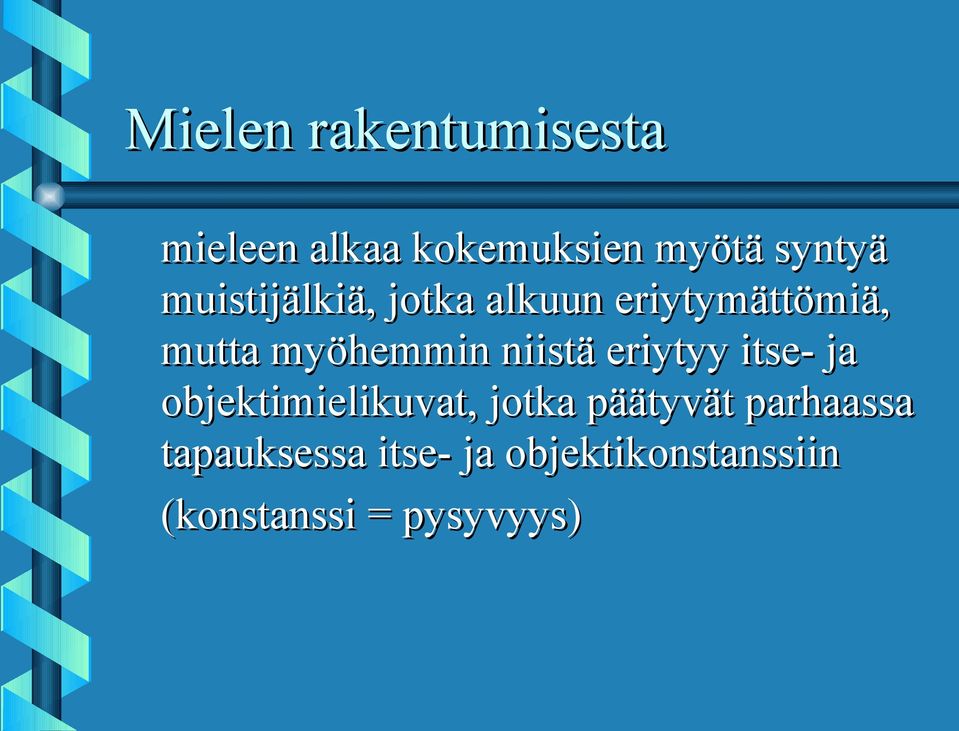 niistä eriytyy itse- ja objektimielikuvat, jotka päätyvät