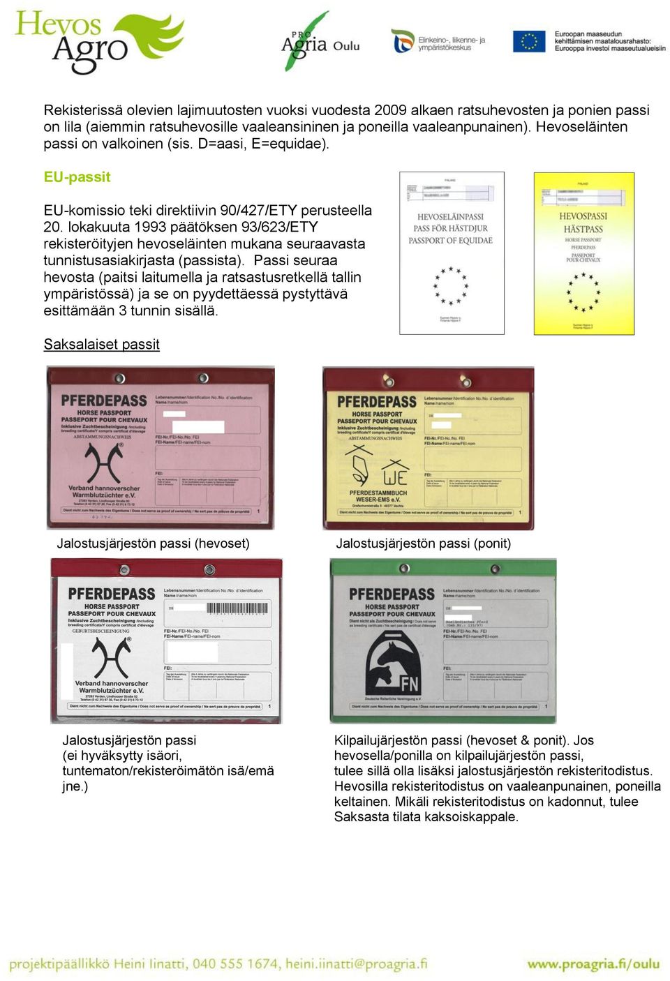 lokakuuta 1993 päätöksen 93/623/ETY rekisteröityjen hevoseläinten mukana seuraavasta tunnistusasiakirjasta (passista).