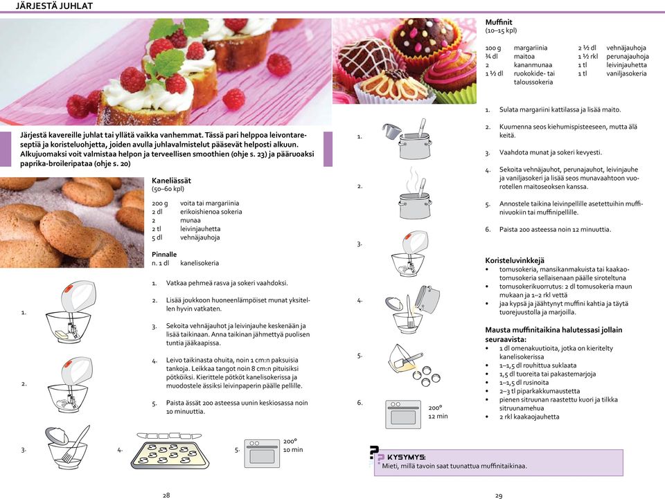 Alkujuomaksi voit valmistaa helpon ja terveellisen smoothien (ohje s. 23) ja pääruoaksi paprika-broileripataa (ohje s. 20) Kaneliässät (50 60 kpl) Sulata margariini kattilassa ja lisää maito.