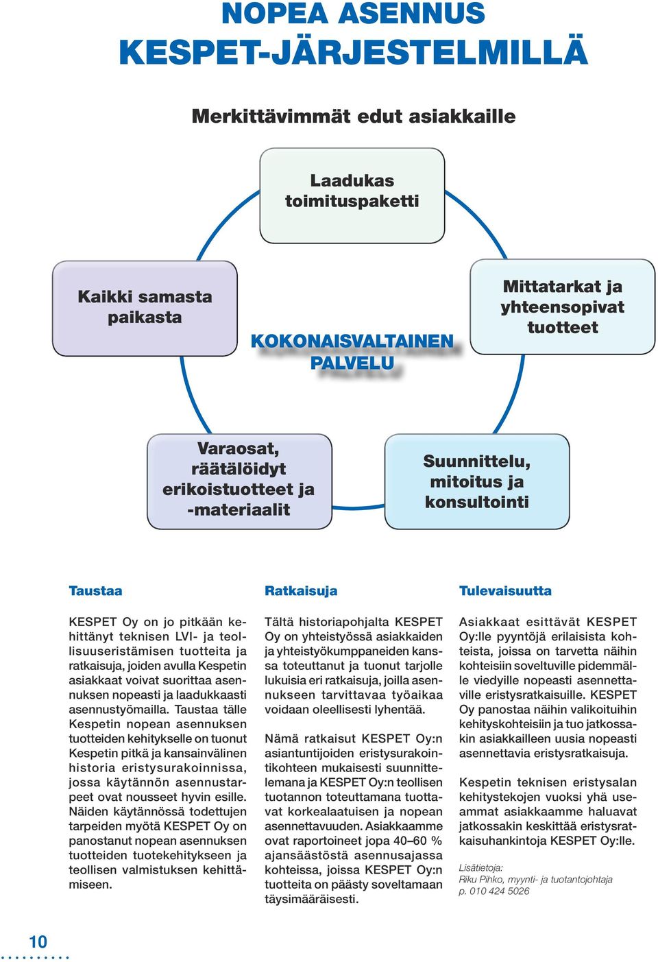 ja ratkaisuja, joiden avulla Kespetin asiakkaat voivat suorittaa asennuksen nopeasti ja laadukkaasti asennustyömailla.