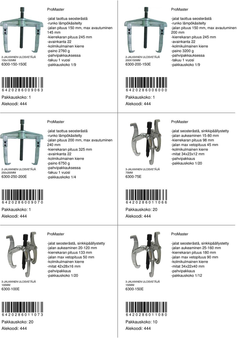 pituus 200 mm, max avautuminen 240 mm -kierrekaran pituus 325 mm -avainkanta 22 -paino 6750 g /4 -jalat seosterästä, sinkkipäällystetty -jalan aukeaminen 15-80 mm -kierrekaran pituus 98 mm -jalan max