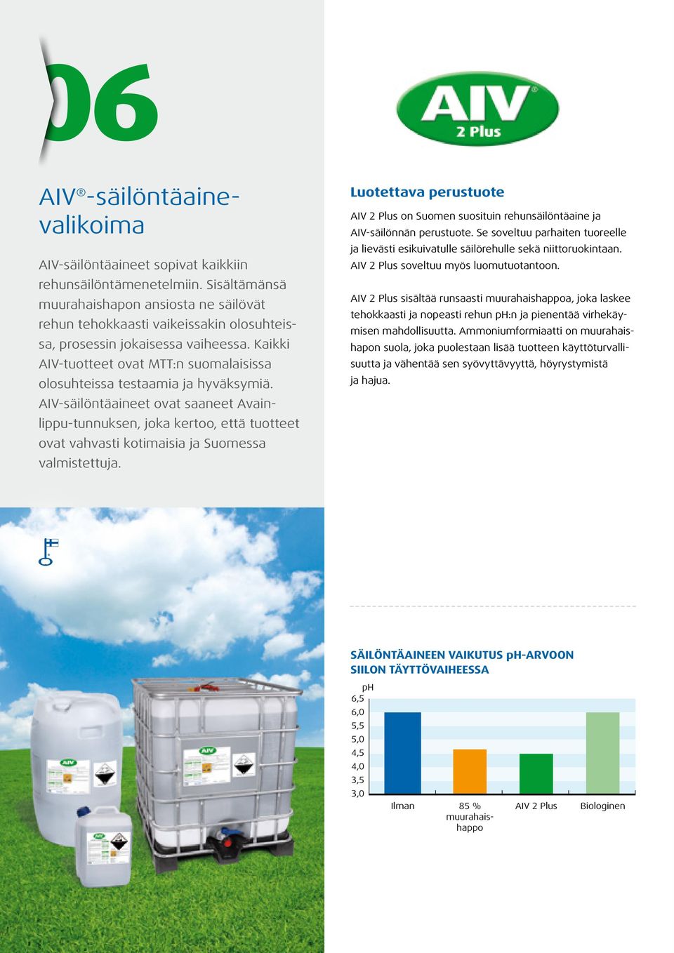Kaikki AIV-tuotteet ovat MTT:n suomalaisissa olosuhteissa testaamia ja hyväksymiä.