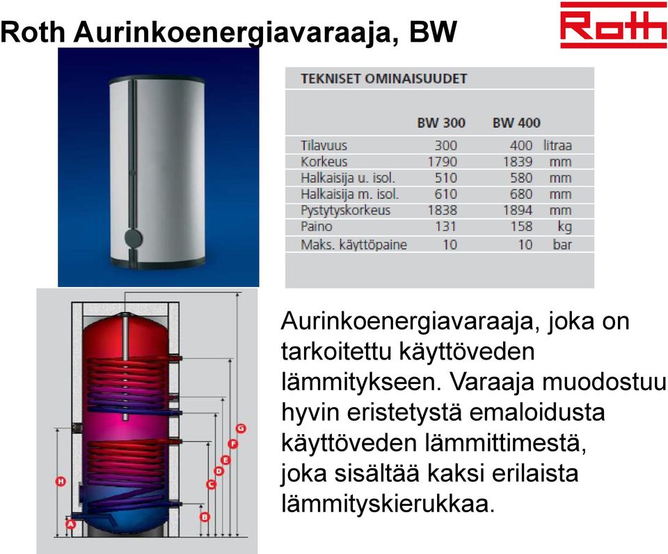 Varaaja muodostuu hyvin eristetystä emaloidusta