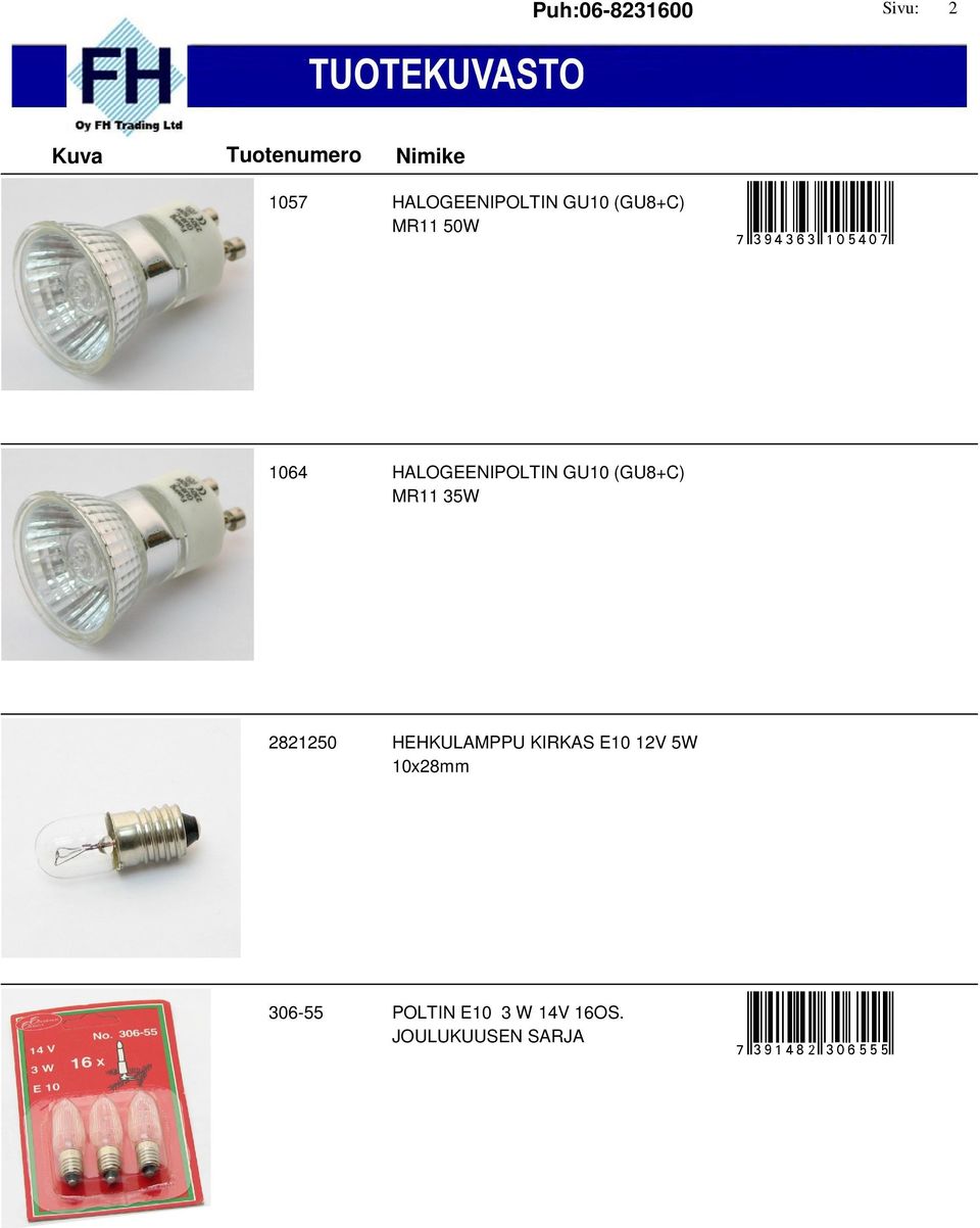 MR11 35W 2821250 HEHKULAMPPU KIRKAS E10 12V 5W 10x28mm