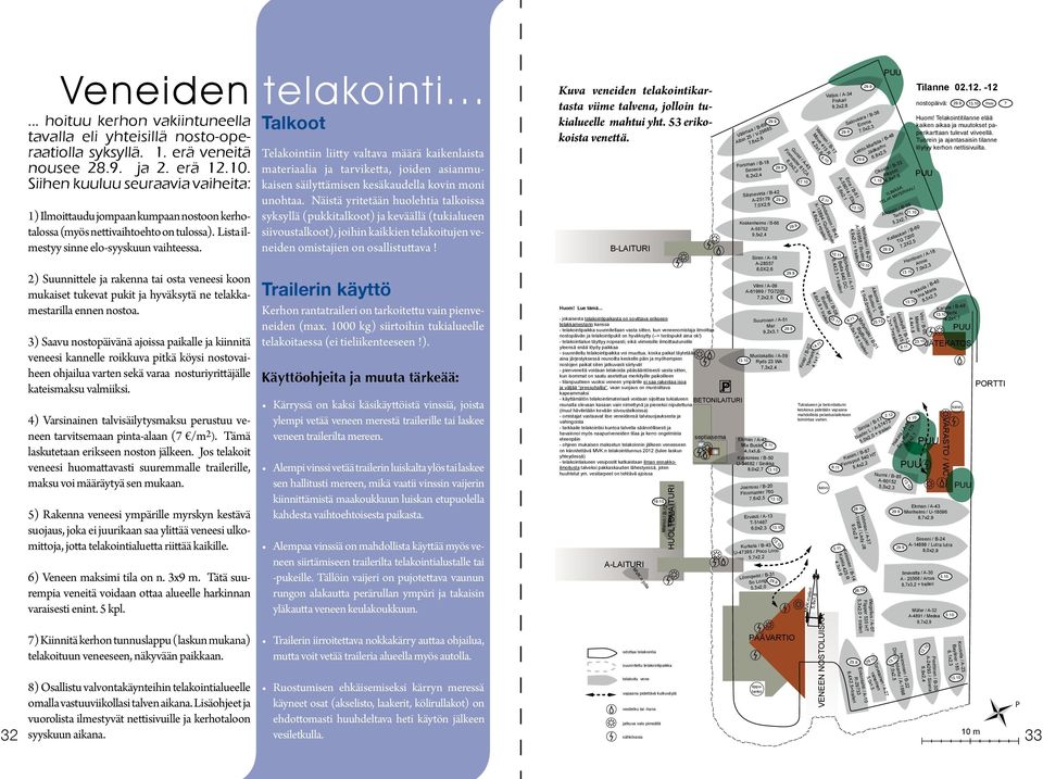 2) Suunnittele ja rakenna tai osta veneesi koon mukaiset tukevat pukit ja hyväksytä ne telakkamestarilla ennen nostoa.