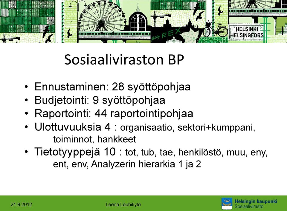 organisaatio, sektori+kumppani, toiminnot, hankkeet Tietotyyppejä 10