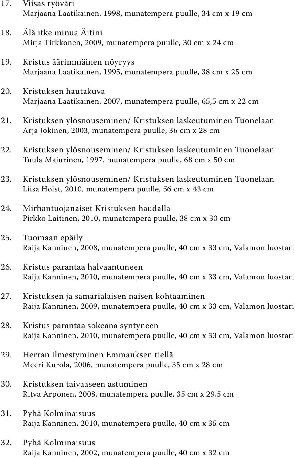 Kristuksen ylösnouseminen/ Kristuksen laskeutuminen Tuonelaan Arja Jokinen, 2003, munatempera puulle, 36 cm x 28 cm 22.