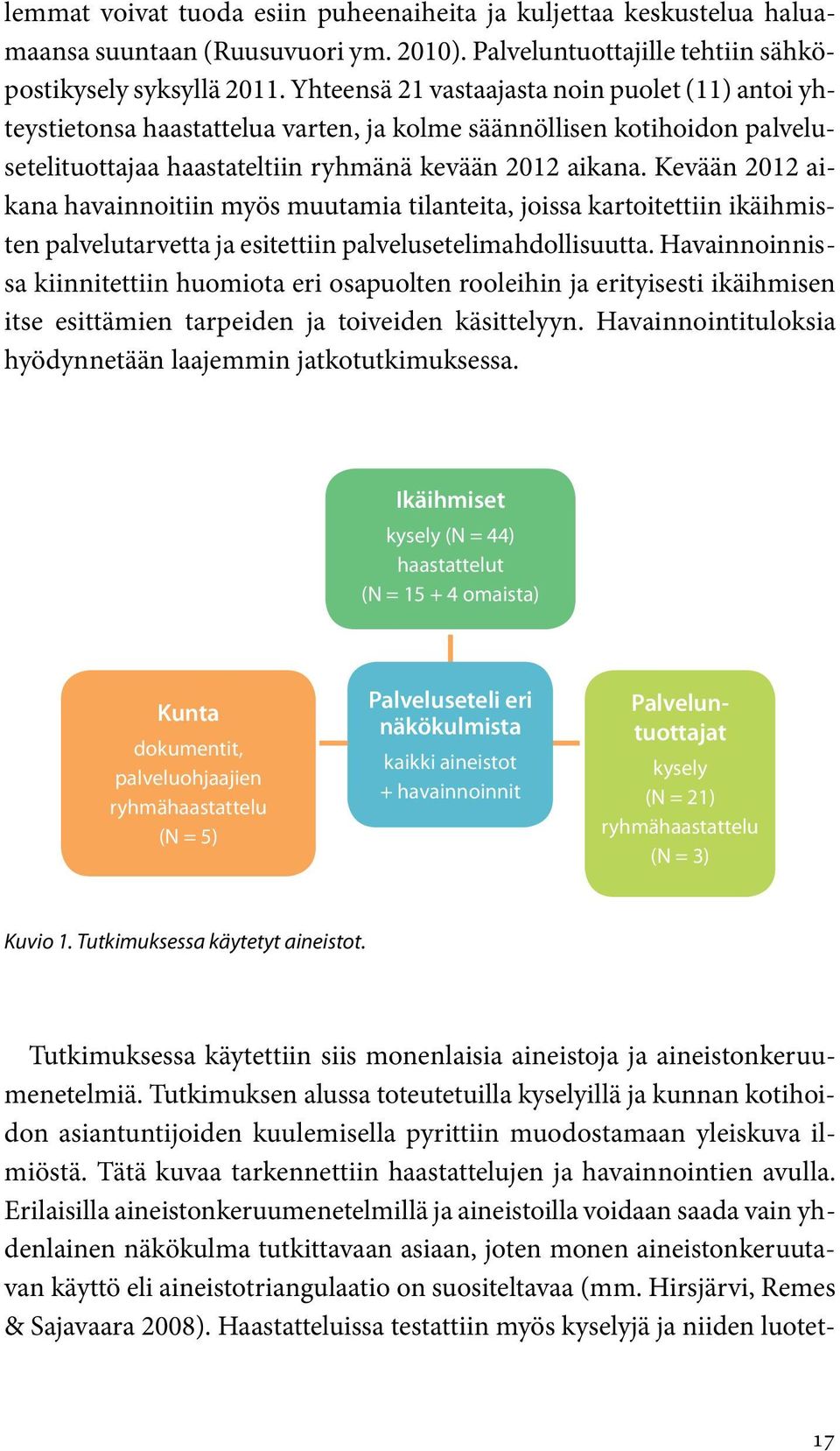 Kevään 2012 aikana havainnoitiin myös muutamia tilanteita, joissa kartoitettiin ikäihmisten palvelutarvetta ja esitettiin palvelusetelimahdollisuutta.