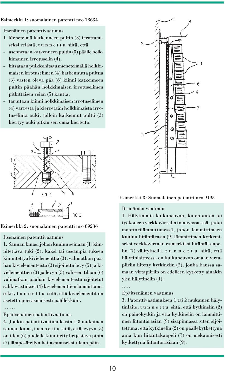 holkkimaisen irrotuselimen (4) katkennutta pulttia (3) vasten oleva pää (6) kiinni katkenneen pultin päähän holkkimaisen irrotuselimen pitkittäisen reiän (5) kautta, - tartutaan kiinni holkkimaisen