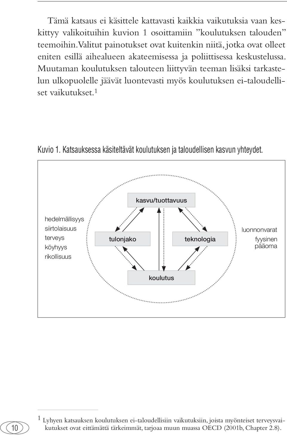 Muutaman koulutuksen talouteen liittyvän teeman lisäksi tarkastelun ulkopuolelle jäävät luontevasti myös koulutuksen ei-taloudelliset vaikutukset. 1 Kuvio 1.