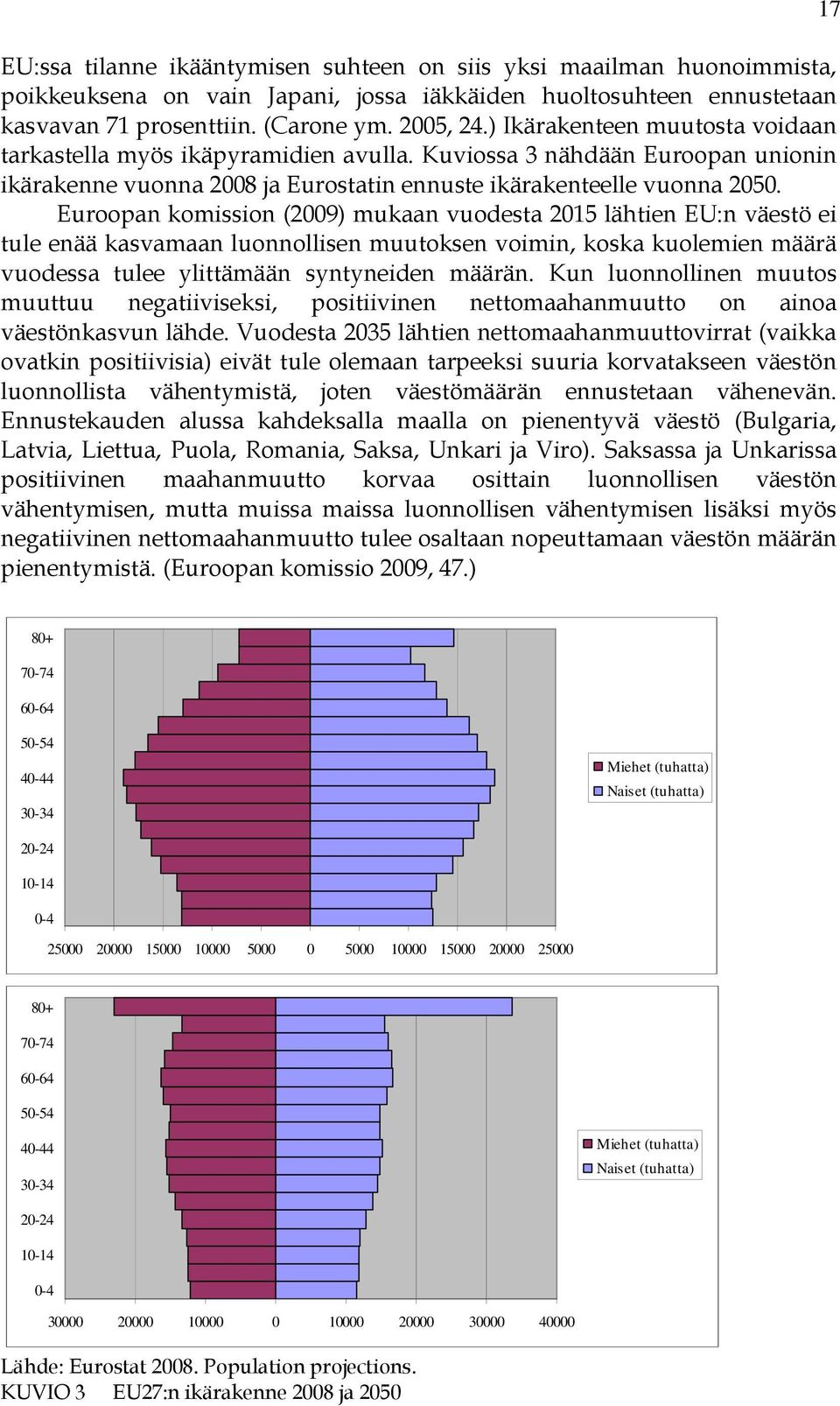 Euroopan komission (2009) mukaan vuodesta 2015 lähtien EU:n väestö ei tule enää kasvamaan luonnollisen muutoksen voimin, koska kuolemien määrä vuodessa tulee ylittämään syntyneiden määrän.