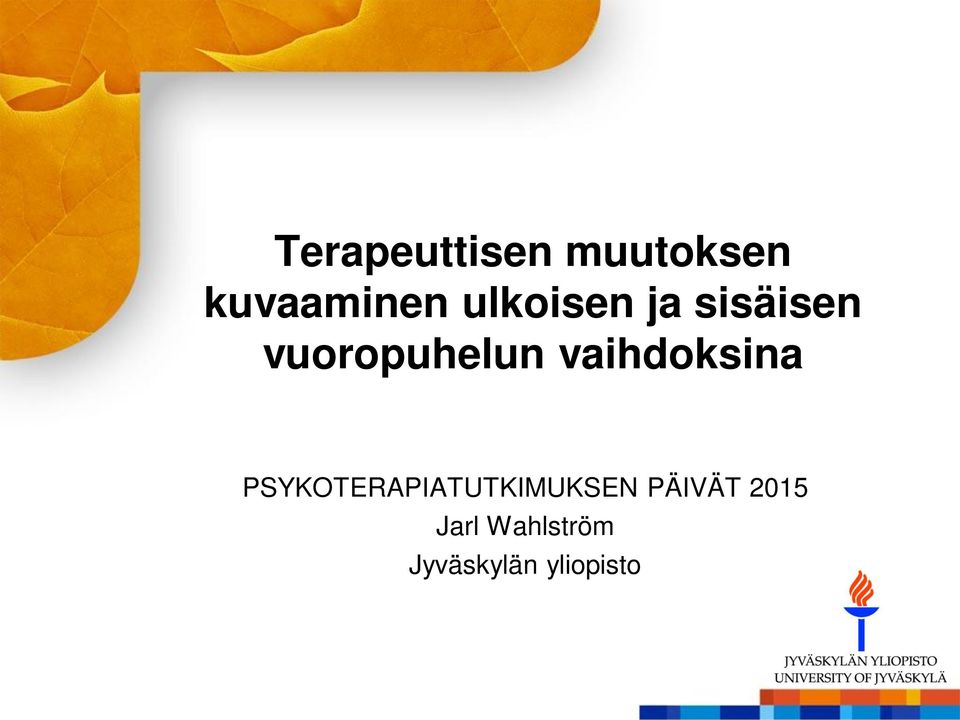 vaihdoksina PSYKOTERAPIATUTKIMUKSEN