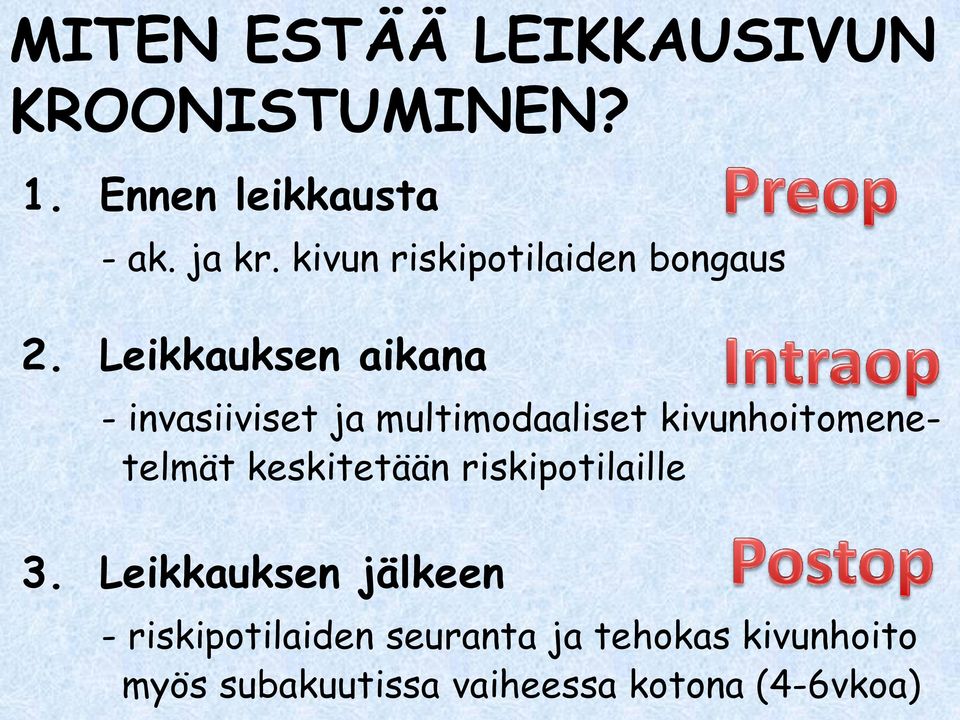 Leikkauksen aikana - invasiiviset ja multimodaaliset kivunhoitomenetelmät