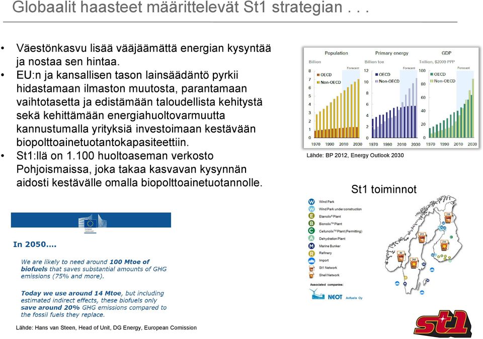 energiahuoltovarmuutta kannustumalla yrityksiä investoimaan kestävään biopolttoainetuotantokapasiteettiin. St1:llä on 1.