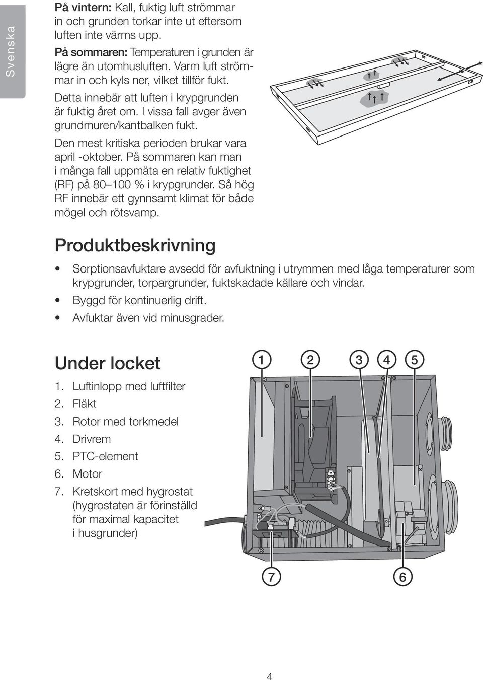 Den mest kritiska perioden brukar vara april -oktober. På sommaren kan man i många fall uppmäta en relativ fuktighet (RF) på 80 100 % i krypgrunder.