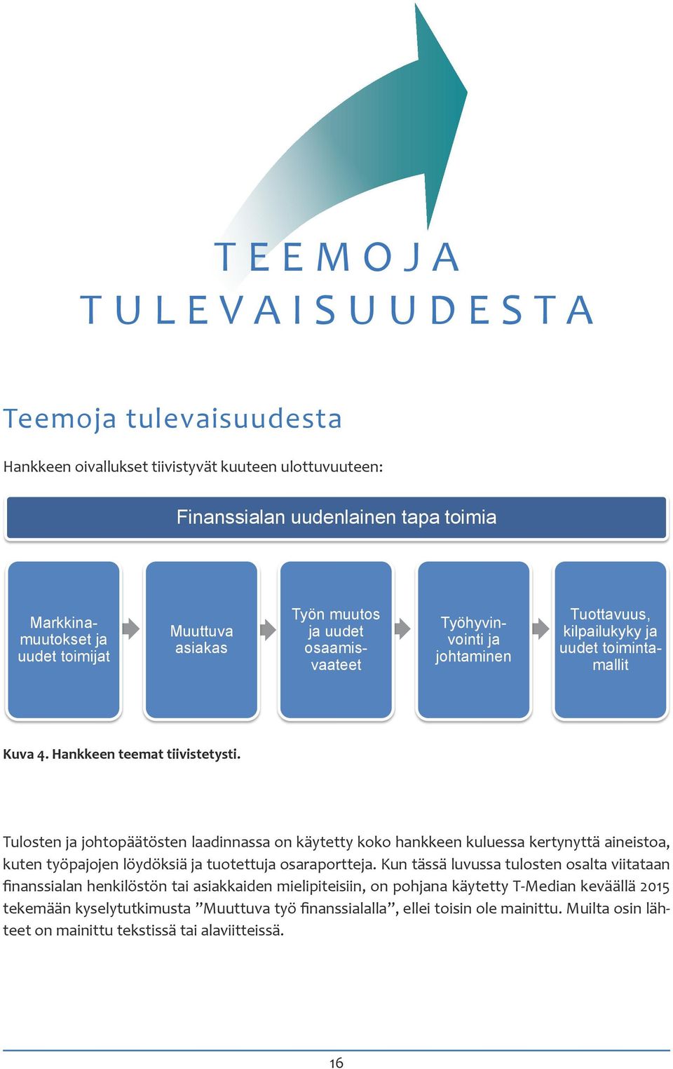 Tulosten ja johtopäätösten laadinnassa on käytetty koko hankkeen kuluessa kertynyttä aineistoa, kuten työpajojen löydöksiä ja tuotettuja osaraportteja.