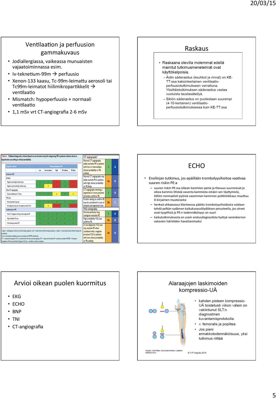 2-6 msv Raskaus ECHO Ensilinjan tutkimus, jos epäillään trombolyysihoitoa vaalvaa suuren riskin PE:a suuren riskin PE:ssa oikean kammion paine ja Llavuus suurenevat ja oikea kammio lilstää vasenta