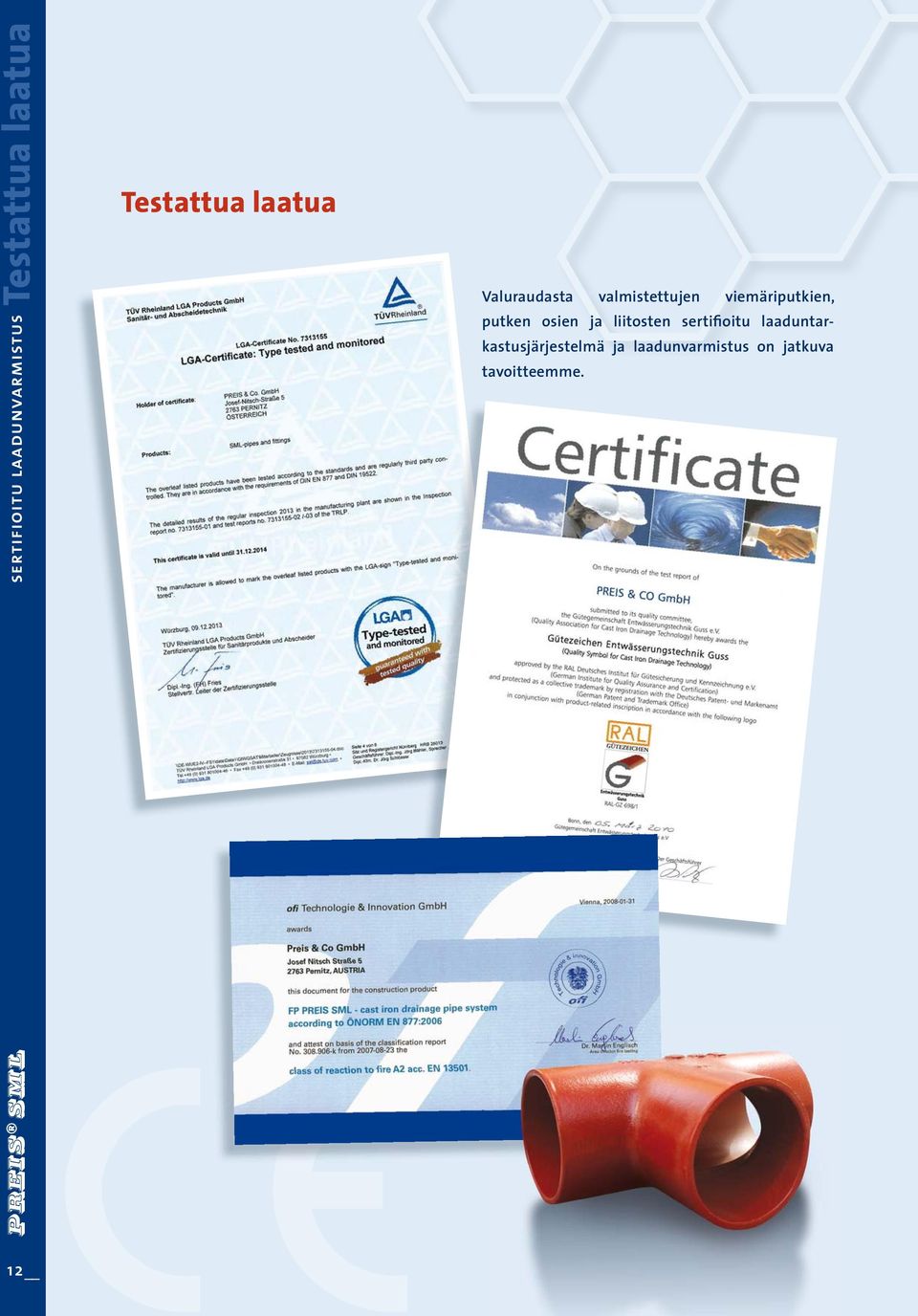 putken osien ja liitosten sertifioitu