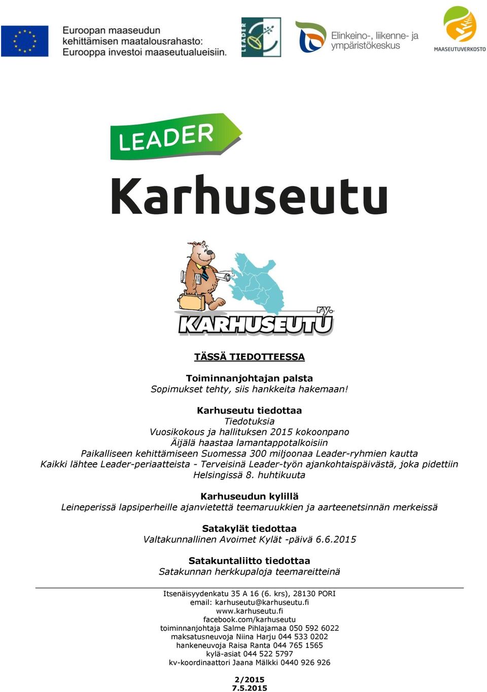 Leader-periaatteista - Terveisinä Leader-työn ajankohtaispäivästä, joka pidettiin Helsingissä 8.