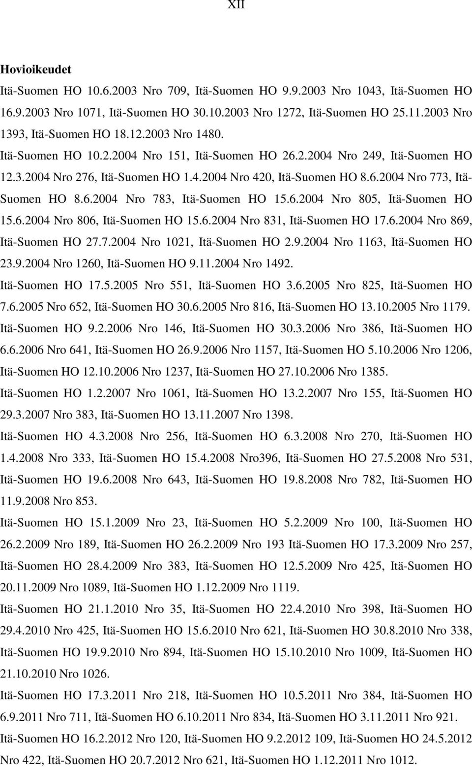 6.2004 Nro 783, Itä-Suomen HO 15.6.2004 Nro 805, Itä-Suomen HO 15.6.2004 Nro 806, Itä-Suomen HO 15.6.2004 Nro 831, Itä-Suomen HO 17.6.2004 Nro 869, Itä-Suomen HO 27.7.2004 Nro 1021, Itä-Suomen HO 2.9.2004 Nro 1163, Itä-Suomen HO 23.