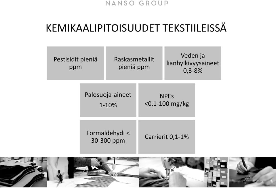 lianhylkivyysaineet 0,3-8% Palosuoja-aineet 1-10%