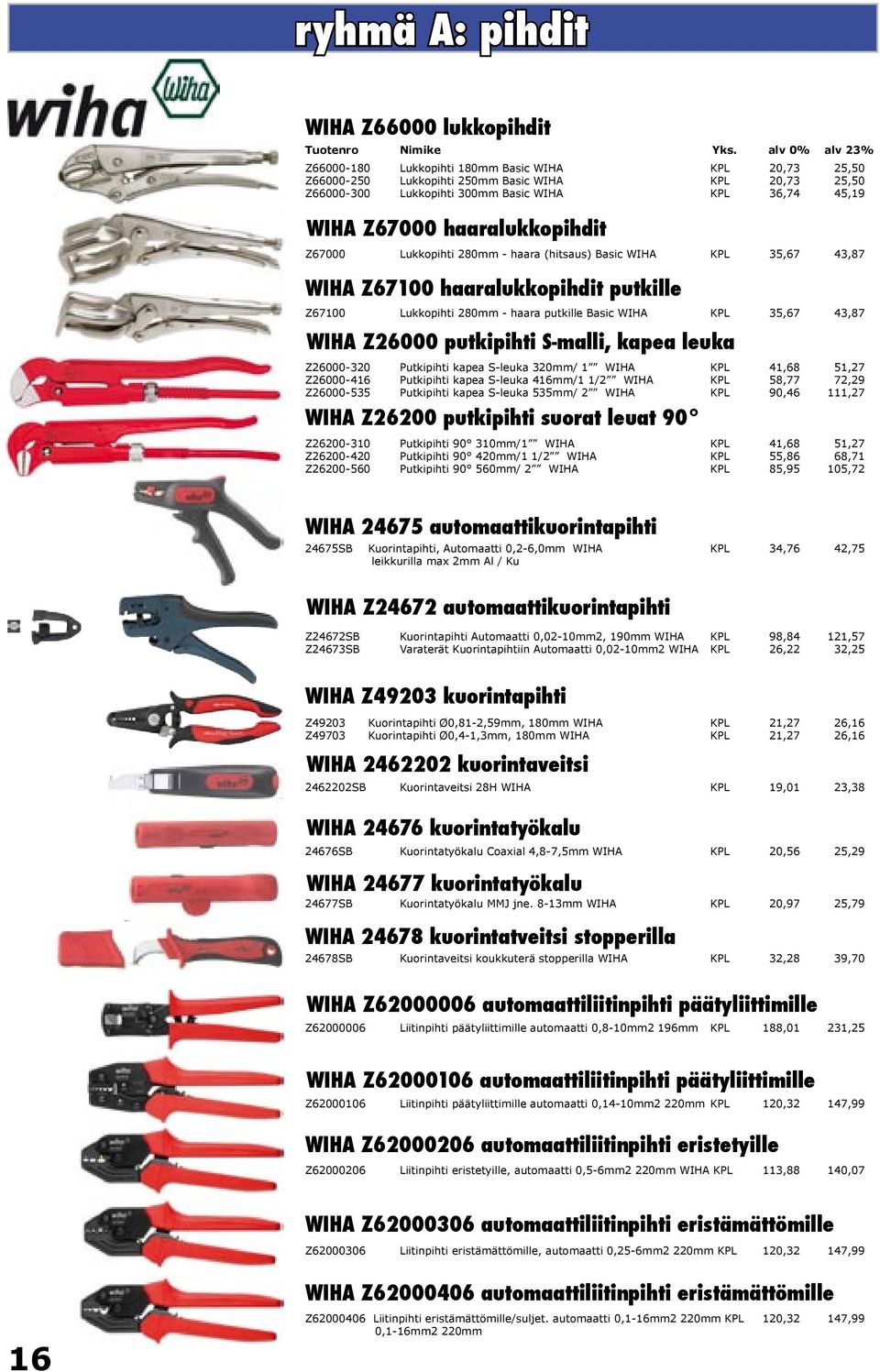 35,67 43,87 WIHA Z26000 putkipihti S-malli, kapea leuka Z26000-320 Putkipihti kapea S-leuka 320mm/ 1 WIHA KPL 41,68 51,27 Z26000-416 Putkipihti kapea S-leuka 416mm/1 1/2 WIHA KPL 58,77 72,29