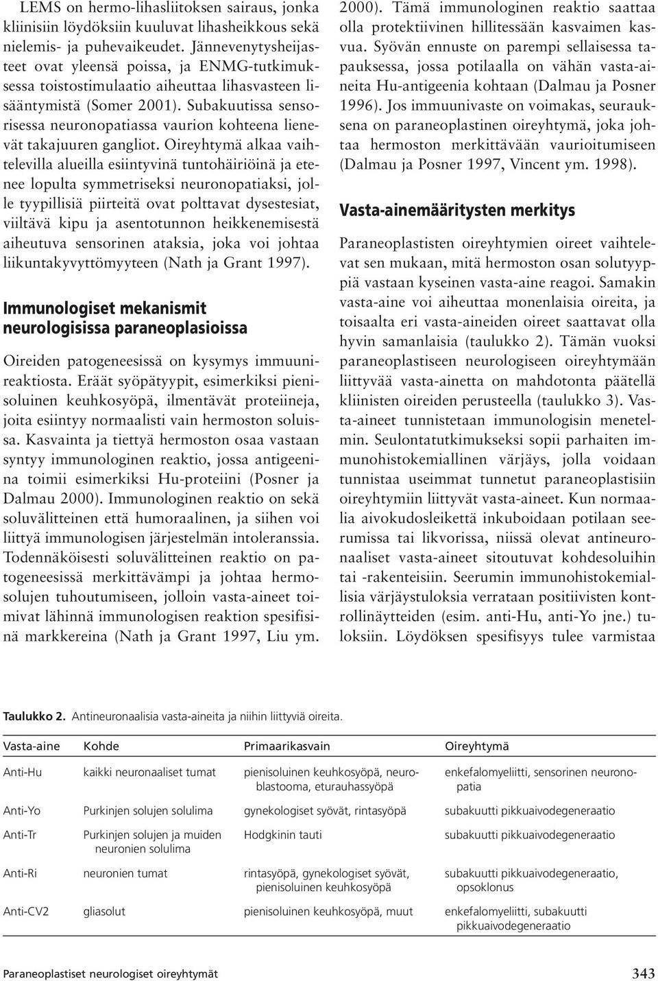 Subakuutissa sensorisessa neuronopatiassa vaurion kohteena lienevät takajuuren gangliot.