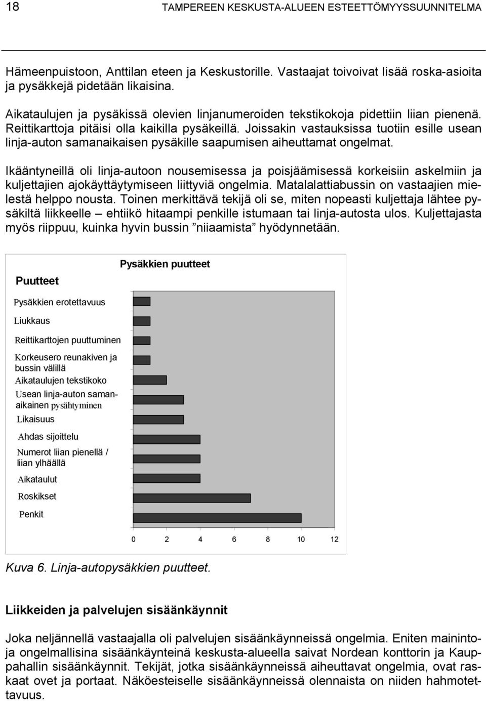 Joissakin vastauksissa tuotiin esille usean linja-auton samanaikaisen pysäkille saapumisen aiheuttamat ongelmat.