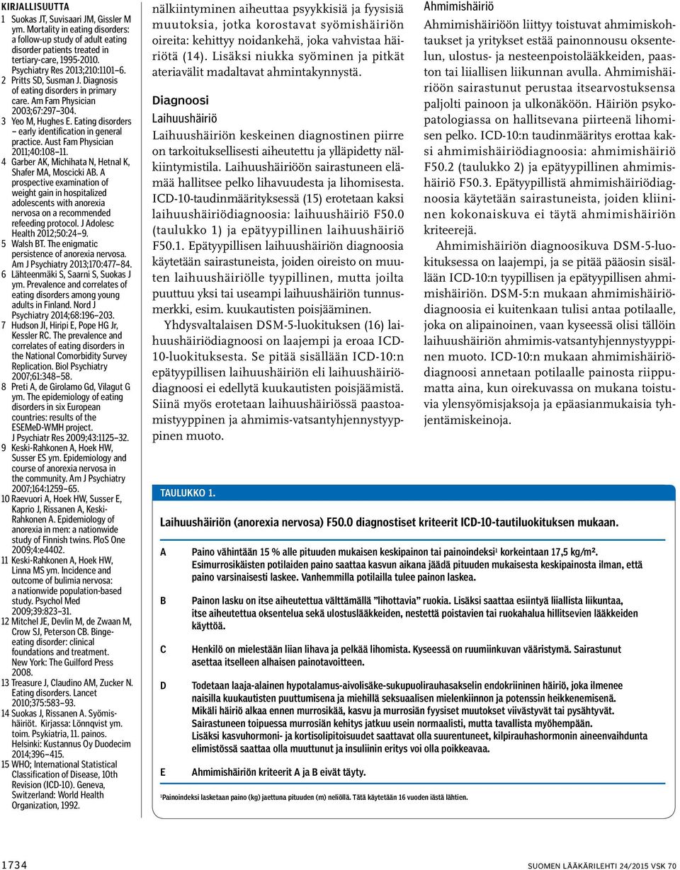 Eating disorders early identification in general practice. Aust Fam Physician 2011;40:108 11. 4 Garber AK, Michihata N, Hetnal K, Shafer MA, Moscicki AB.