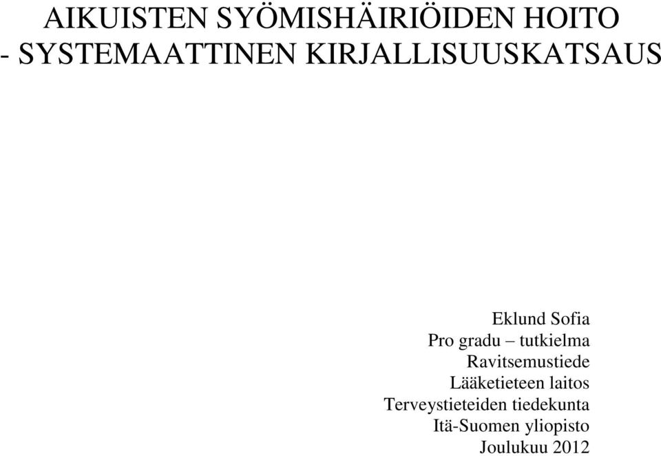 tutkielma Ravitsemustiede Lääketieteen laitos