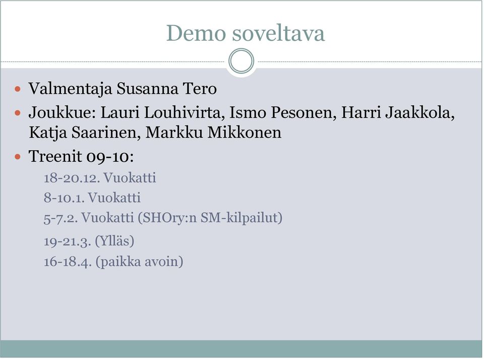 Mikkonen Treenit 09-10: 18-20.12. Vuokatti 8-10.1. Vuokatti 5-7.