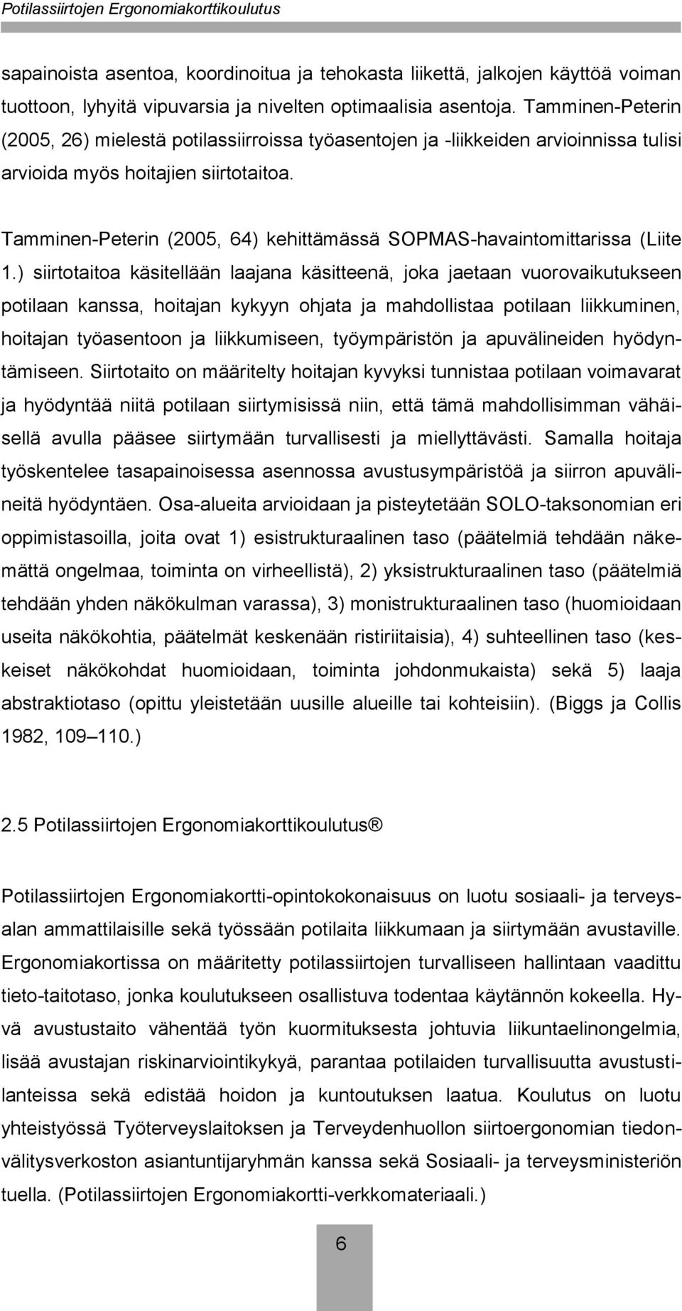 Tamminen-Peterin (2005, 64) kehittämässä SOPMAS-havaintomittarissa (Liite 1.