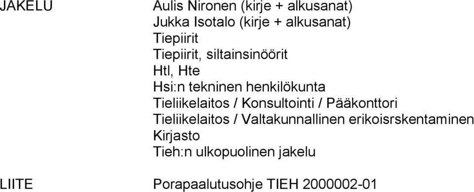 Tieliikelaitos / Konsultointi / Pääkonttori Tieliikelaitos / Valtakunnallinen