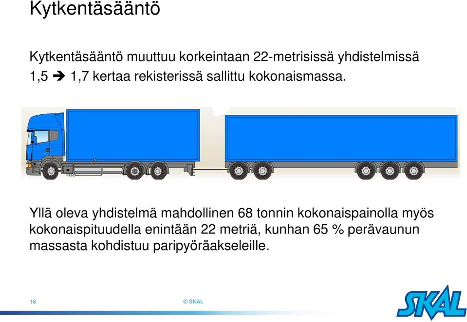 Yllä oleva yhdistelmä mahdollinen 68 tonnin kokonaispainolla myös