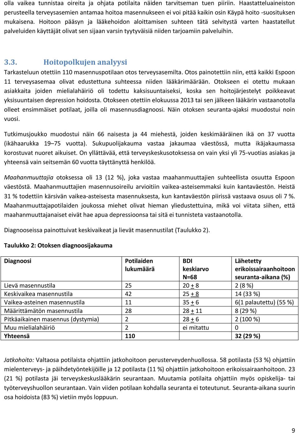 Hoitoon pääsyn ja lääkehoidon aloittamisen suhteen tätä selvitystä varten haastatellut palveluiden käyttäjät olivat sen sijaan varsin tyytyväisiä niiden tarjoamiin palveluihin. 3.