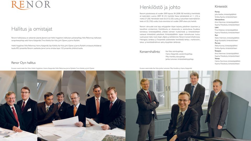 Heikki Hyppönen, Niilo Pellonmaa, Hannu Katajamäki, Ilpo Kokkila, Kari Kolu, Jyrki Ojanen ja Jarmo Rytilahti omistavat yhtiöidensä kautta 89,5 prosenttia Renorin osakkeista.