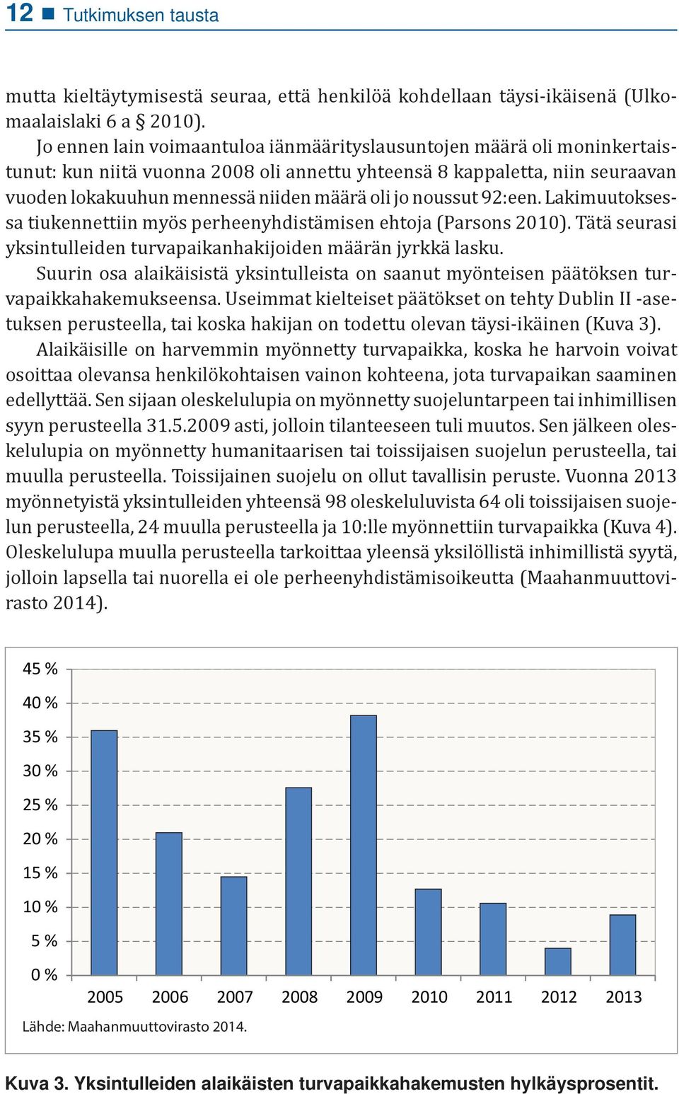 noussut 92:een. Lakimuutoksessa tiukennettiin myös perheenyhdistämisen ehtoja (Parsons 2010). Tätä seurasi yksintulleiden turvapaikanhakijoiden määrän jyrkkä lasku.