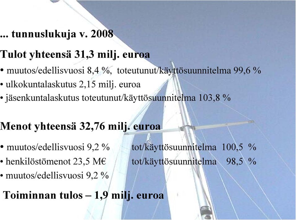 euroa jäsenkuntalaskutus toteutunut/käyttösuunnitelma 103,8 % Menot yhteensä 32,76 milj.