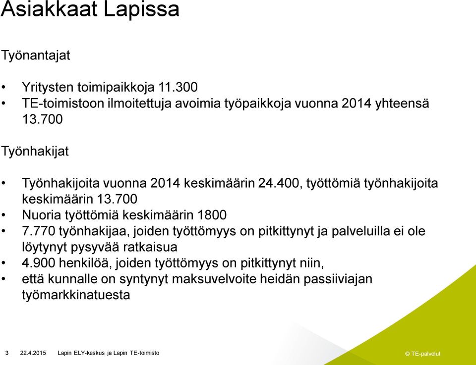 700 Työnhakijat Työnhakijoita vuonna 2014 keskimäärin 24.400, työttömiä työnhakijoita keskimäärin 13.