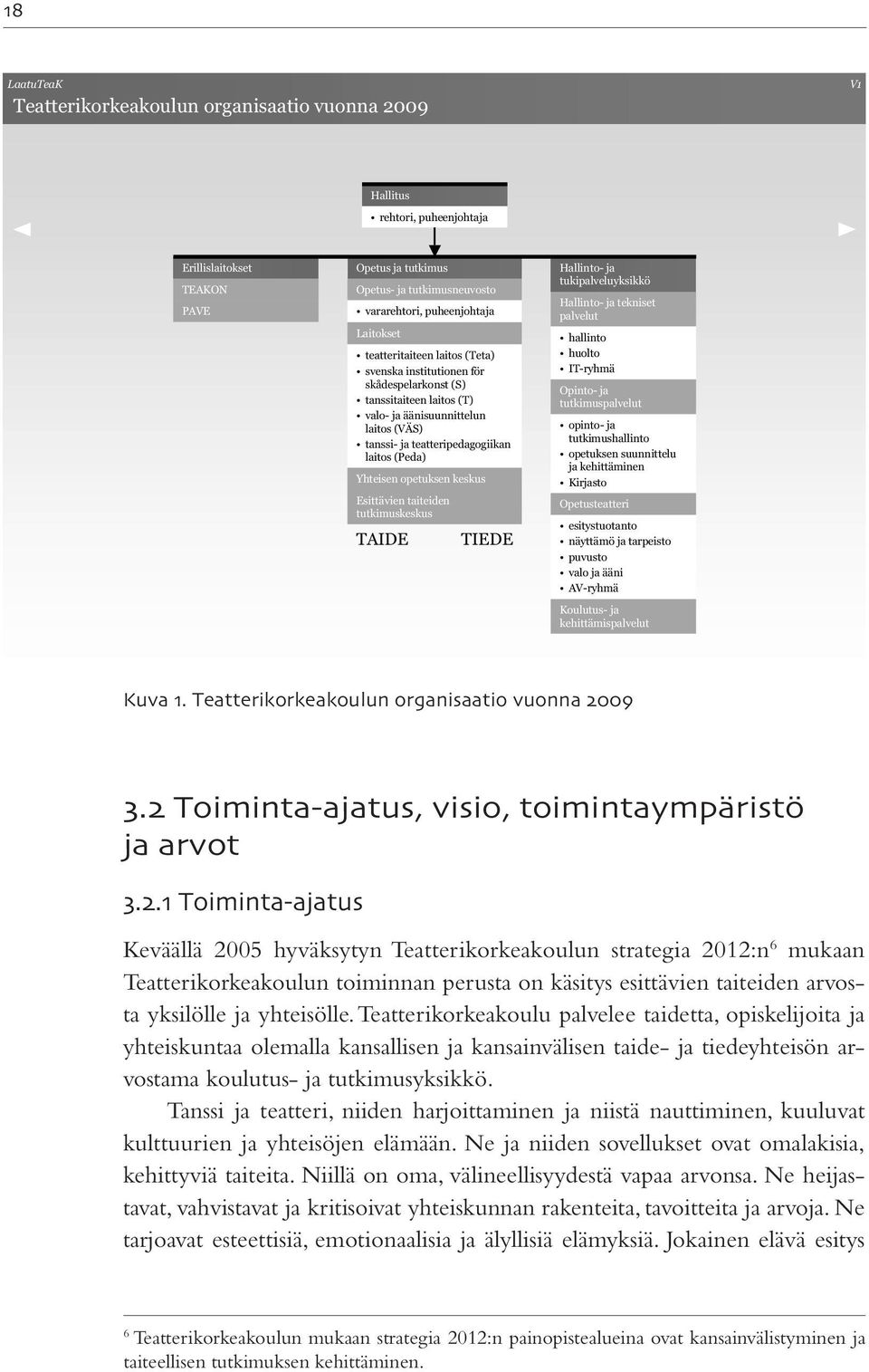 Yhteisen opetuksen keskus Esittävien taiteiden tutkimuskeskus TAIDE TIEDE Hallinto- ja tukipalveluyksikkö Hallinto- ja tekniset palvelut hallinto huolto IT-ryhmä Opinto- ja tutkimuspalvelut opinto-ja