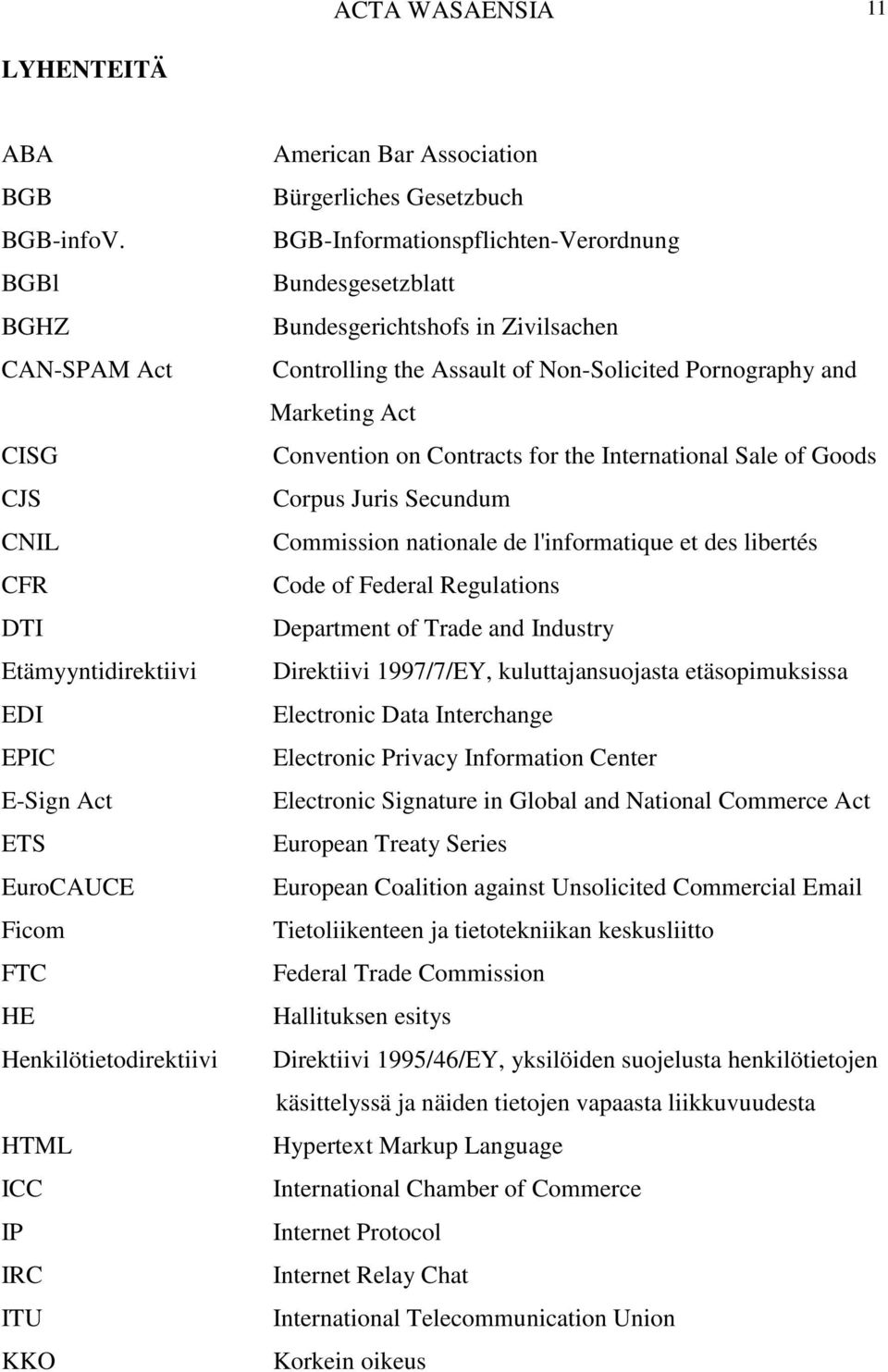 Gesetzbuch BGB-Informationspflichten-Verordnung Bundesgesetzblatt Bundesgerichtshofs in Zivilsachen Controlling the Assault of Non-Solicited Pornography and Marketing Act Convention on Contracts for