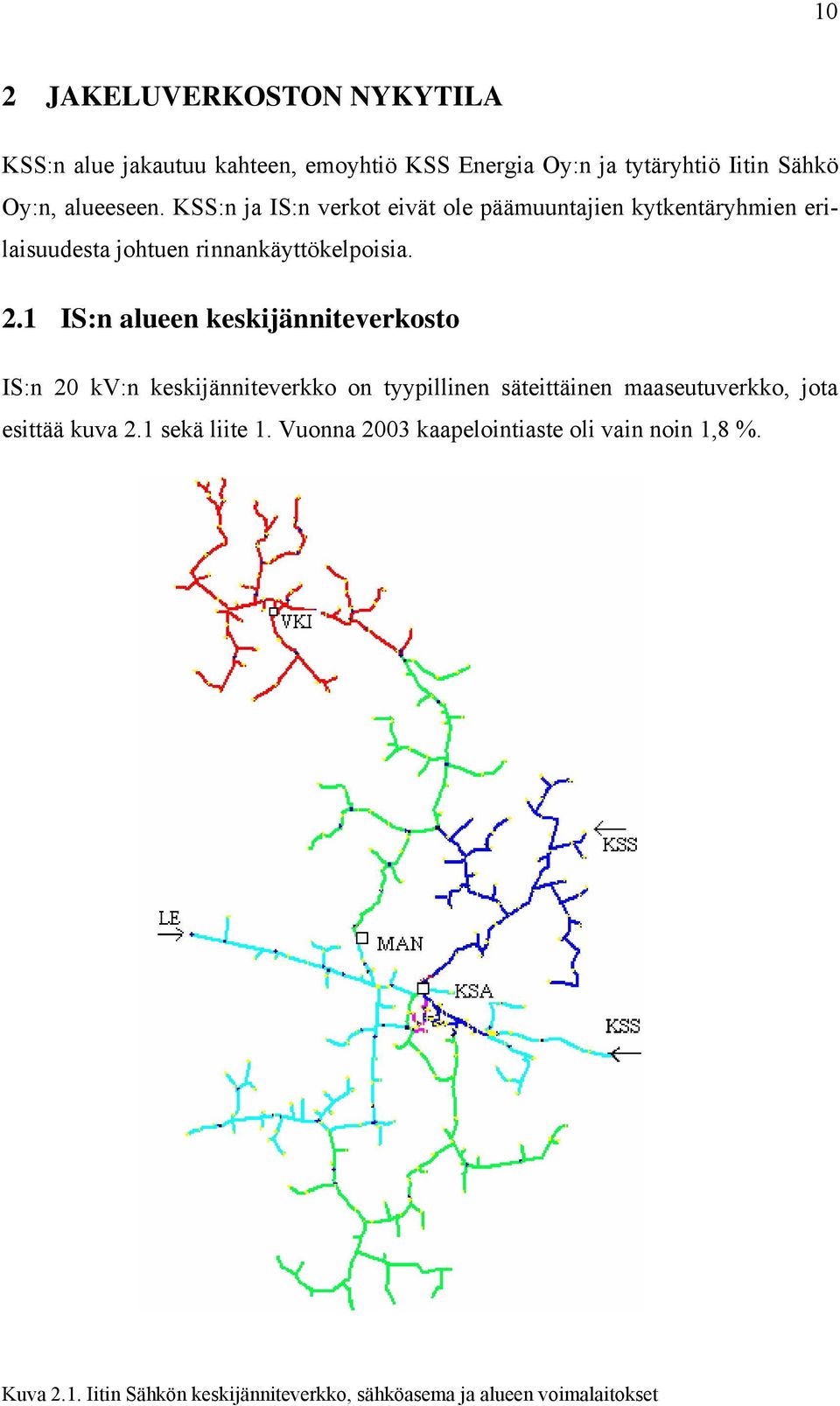 1 IS:n alueen keskijänniteverkosto IS:n 20 kv:n keskijänniteverkko on tyypillinen säteittäinen maaseutuverkko, jota esittää