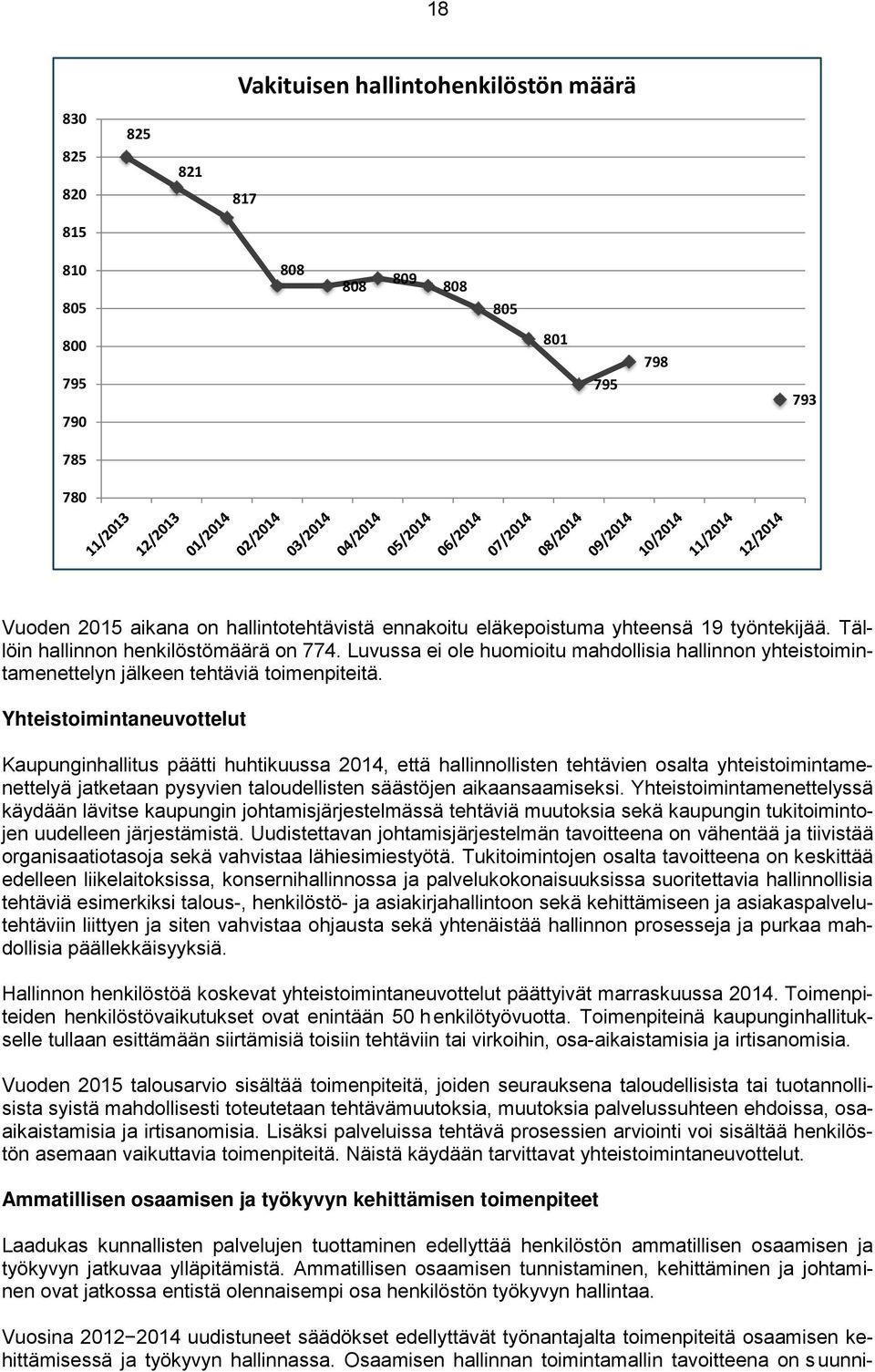 Yhteistoimintaneuvottelut Kaupunginhallitus päätti huhtikuussa 2014, että hallinnollisten tehtävien osalta yhteistoimintamenettelyä jatketaan pysyvien taloudellisten säästöjen aikaansaamiseksi.