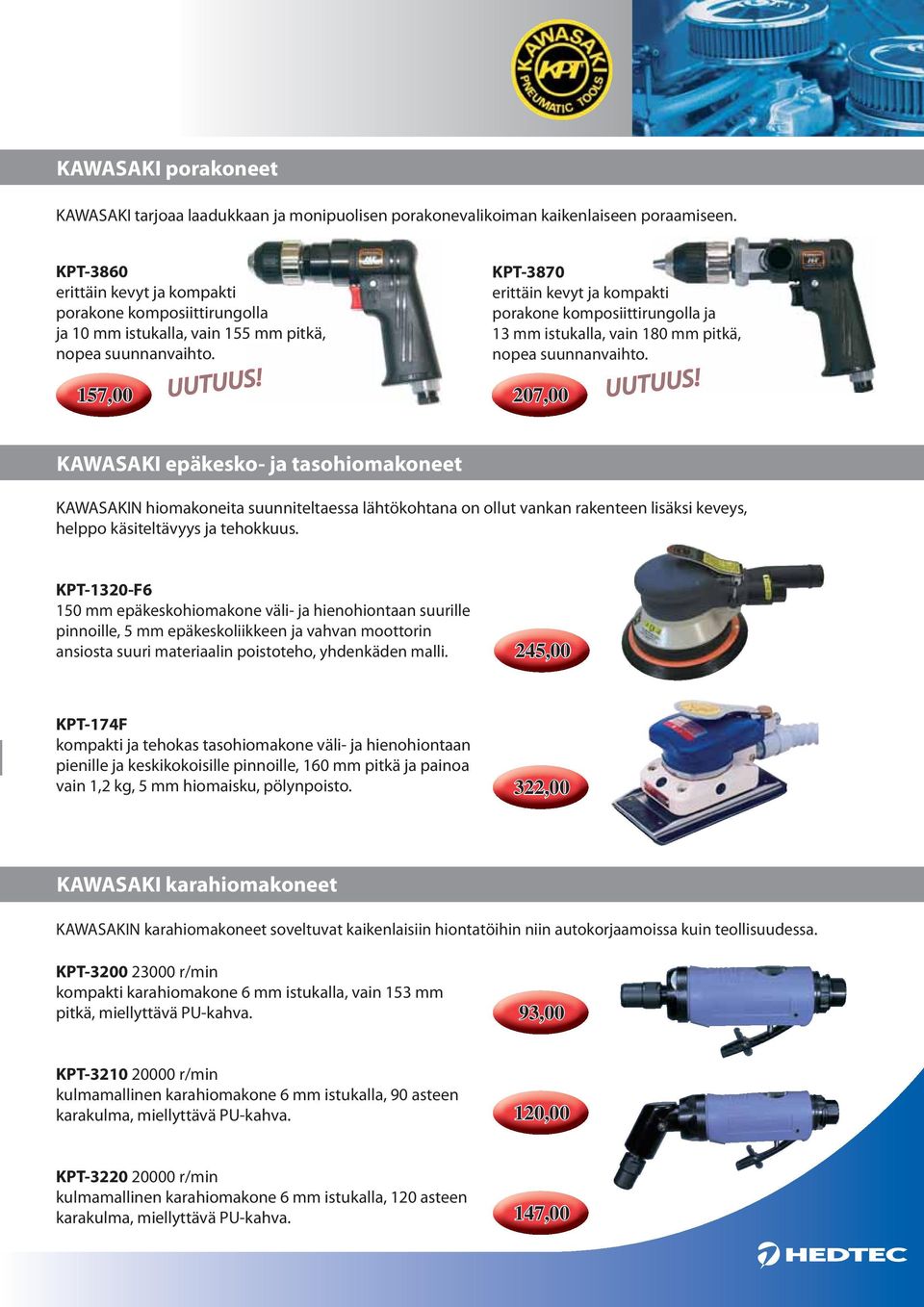 KPT-3870 erittäin kevyt ja kompakti kti porakone komposiittirungolla ja 13 mm istukalla, vain 180 mm pitkä, nopea suunnanvaihto.