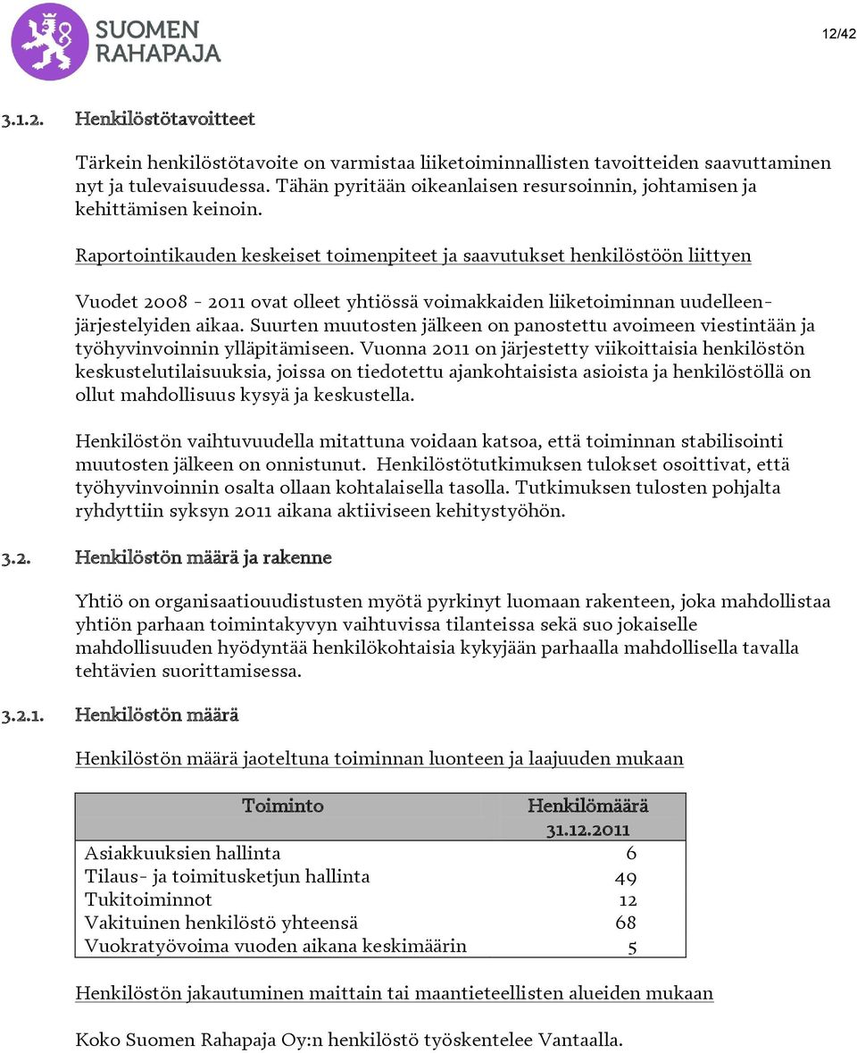 Raportointikauden keskeiset toimenpiteet ja saavutukset henkilöstöön liittyen Vuodet 2008-2011 ovat olleet yhtiössä voimakkaiden liiketoiminnan uudelleenjärjestelyiden aikaa.