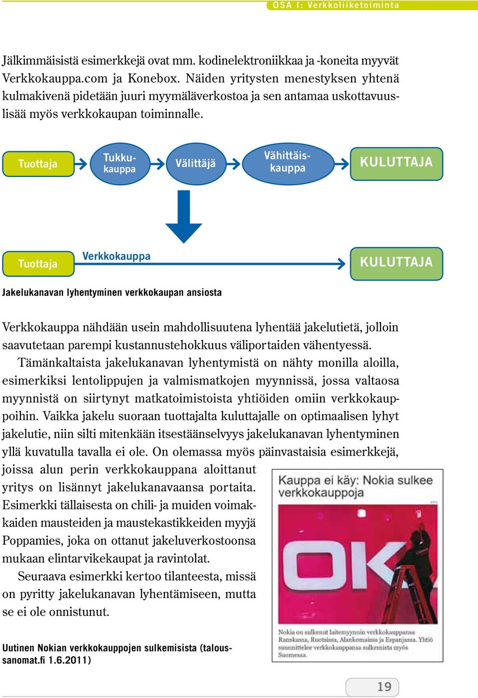 Tuottaja Vähittäiskauppa Tukkukauppa Välittäjä Kuluttaja Tuottaja Verkkokauppa Kuluttaja Jakelukanavan lyhentyminen verkkokaupan ansiosta Verkkokauppa nähdään usein mahdollisuutena lyhentää